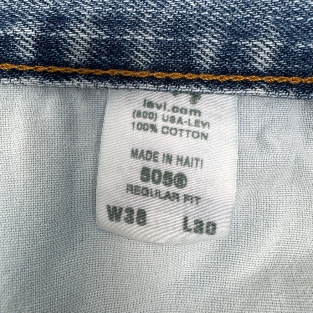Levis 505 Regular Fit Mens Jeans W38 L30 Light Wash Blue Straight Leg Cotton